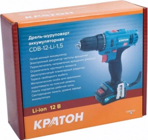 Дрель-шуруповерт аккумуляторная КРАТОН CDB-12-Li-1,5 [3 11 01 058]