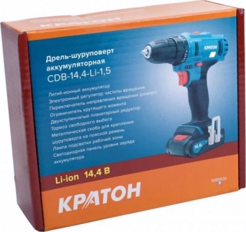Дрель-шуруповерт аккумуляторная КРАТОН CDB-14,4-Li-1,5 [3 11 01 059]
