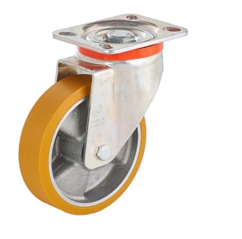 Колесо из полиуретана TELLURE ROTA 627603 d-125/40 мм, алюм/TR-Roll, поворотное, г/п 350 кг [2000000028347]