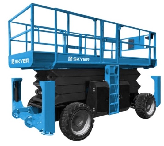Передвижной телескопический подъемник SKYER DPL1436 самоход, ножничный с выдв.платф. дизель