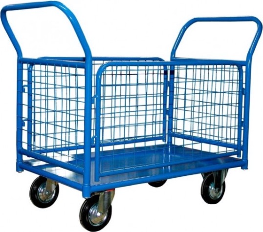 Тележка платформенная СТЕЛЛА-ТЕХНИК КПО-300 С 4-х колес., борт-сетка (700х1000) 160-K, до 400 кг [КПО-300-С-160-К]