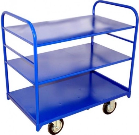 Тележка платформенная ТЯ-3 3-х ярусная 600х1000, полки с бортиком, колеса