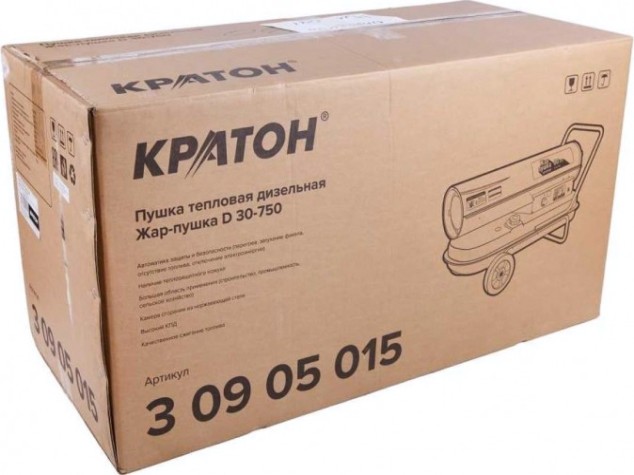 Тепловая пушка на дизтопливе прямого нагрева КРАТОН Жар-пушка D 30-750 [3 09 05 015]